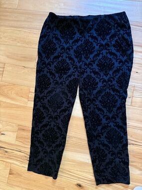 Chico's Black Velvet Damask Ponte Pants